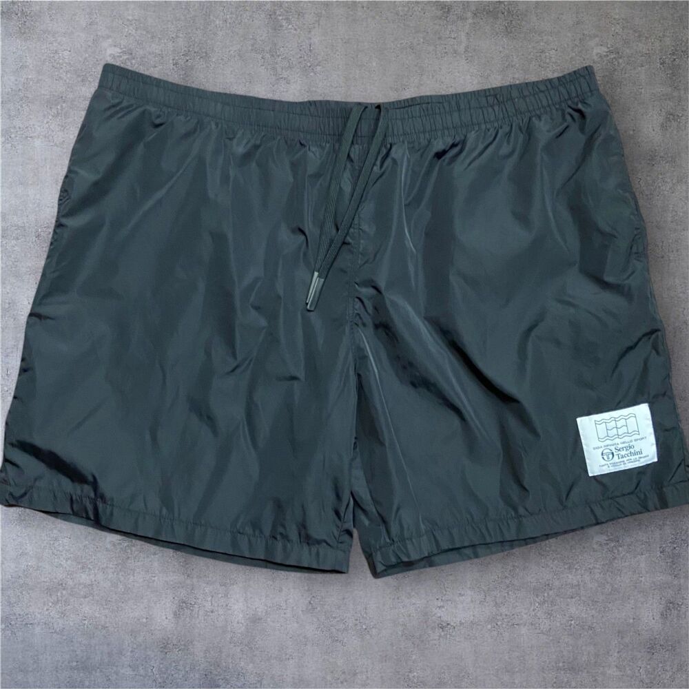 Sergio Tacchini Athletic Nylon Black Big & Tall Drawstring Shorts Men's Size 4XL